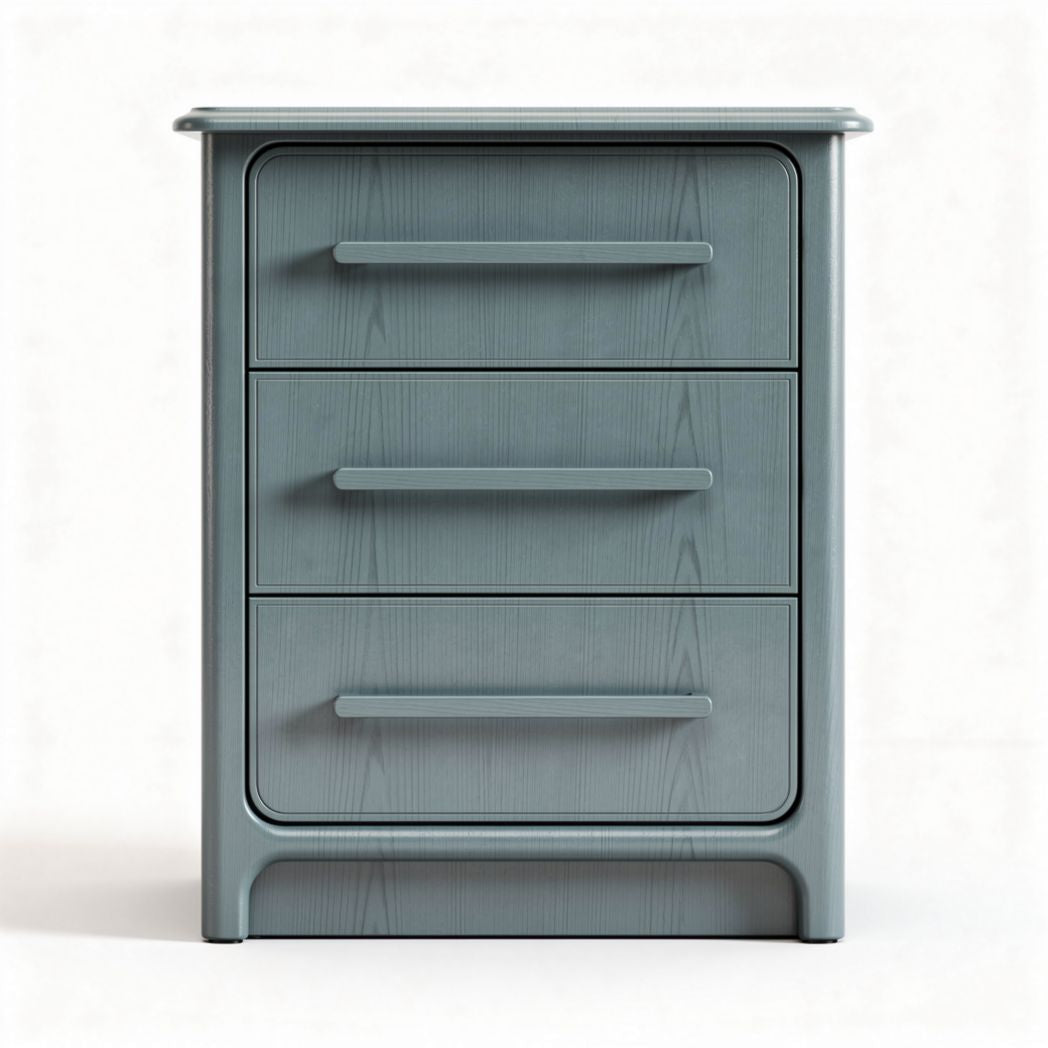 Three-drawer nightstand in blue plastic with streamlined design 45 x 40 x 60cm