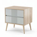 Wooden nightstand with two drawers and mirrored front 50 x 40 x 45cm