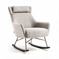 Rocking chair in light gray fabric with steel frame and headrest 80 x 75 x 100cm