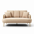 Boucle fabric sofa with gold metal legs and removable cushions 180 x 85 x 75cm