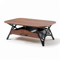 Wooden coffee table with storage drawer and black metal legs 120 x 60 x 45cm