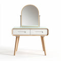 Wooden vanity table with two drawers and arched mirror 80 x 45 x 75cm