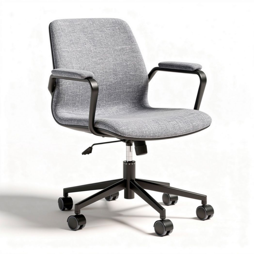 Office chair with grey fabric upholstery and adjustable height 56 x 60 x 90cm