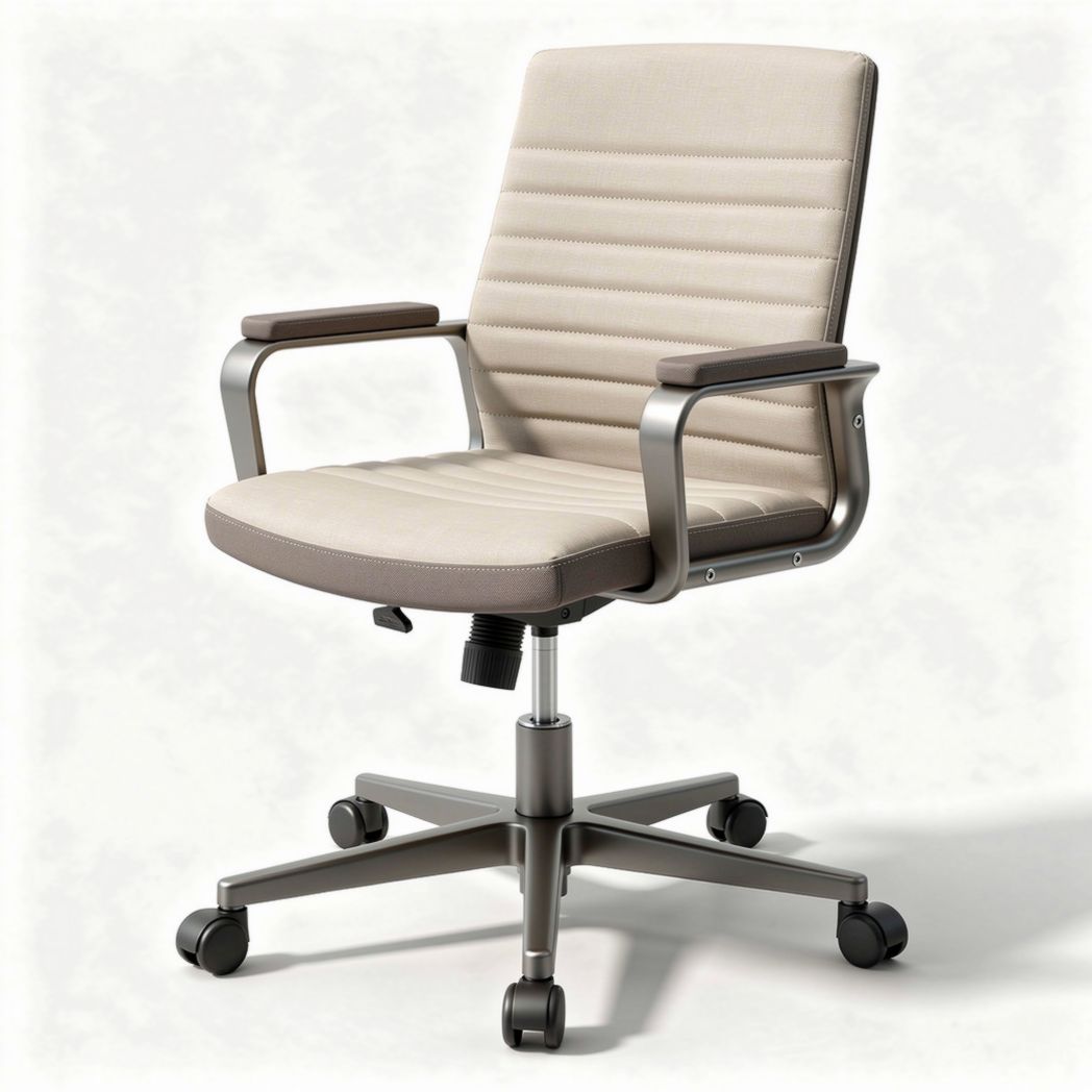 Desk chair with adjustable height padded seat and armrests in beige 45 x 50 x 90cm