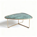 Marble top coffee table with gold metal legs in triangular shape 120 x 80 x 40cm