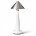 Table lamp with stainless steel shade and white base 24 x 24 x 40cm