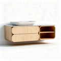 Wall-mounted bathroom vanity with oak finish and integrated sink 100 x 40 x 30cm