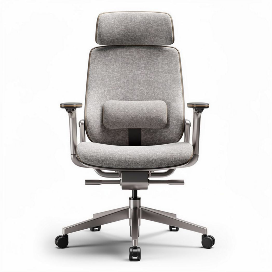 Ergonomic office chair with adjustable lumbar support in gray fabric 50 x 60 x 120cm