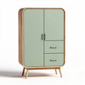 Wooden cabinet with green doors and two drawers measuring 80 x 40 x 120cm