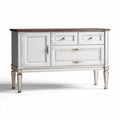 White and brown wooden sideboard cabinet with storage drawers and doors 100 x 45 x 80cm